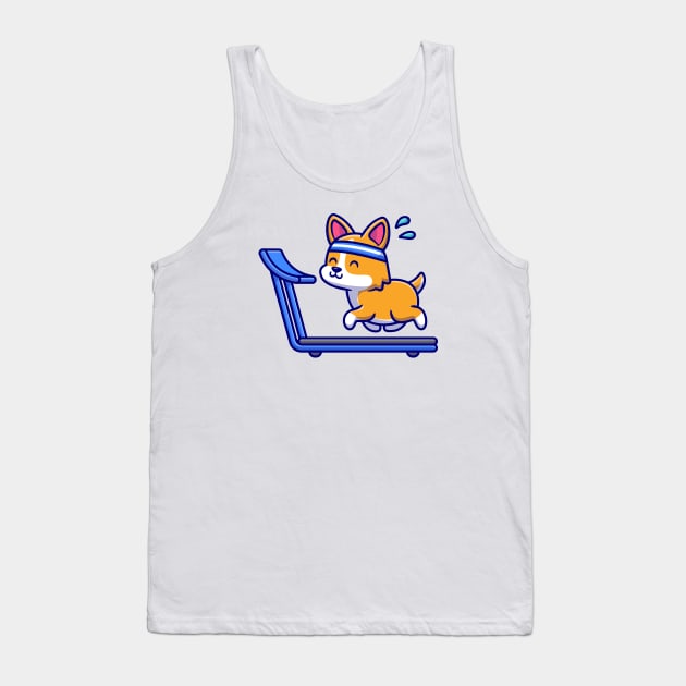 Happy Corgi Running On The Treadmill Tank Top by Catalyst Labs